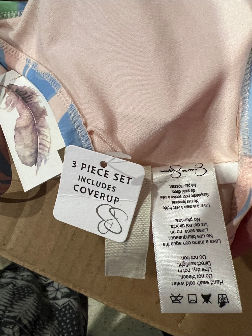 Jessica Simpson bikini with cover up Medium M NEW NWT pink blue green - Picture 10 of 12